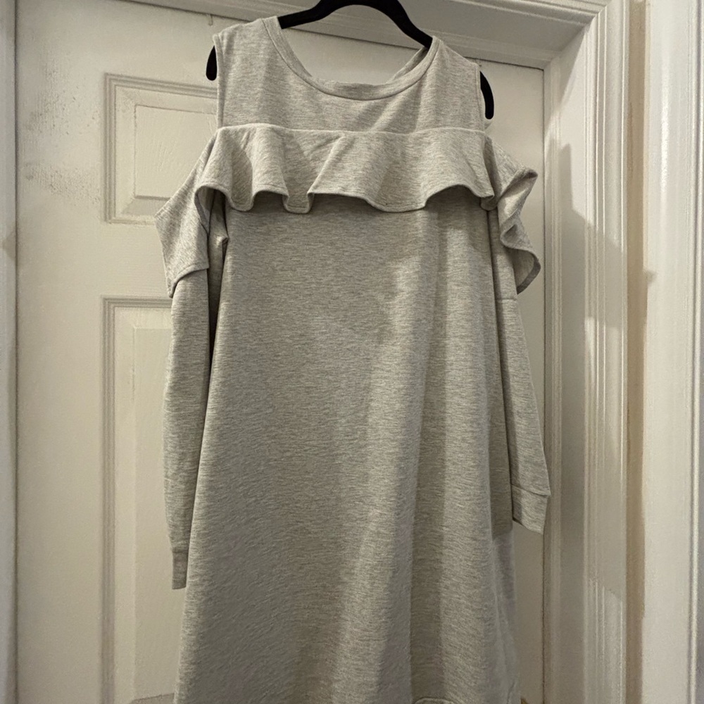 Ashley Stewart Light Gray Ruffle Dress